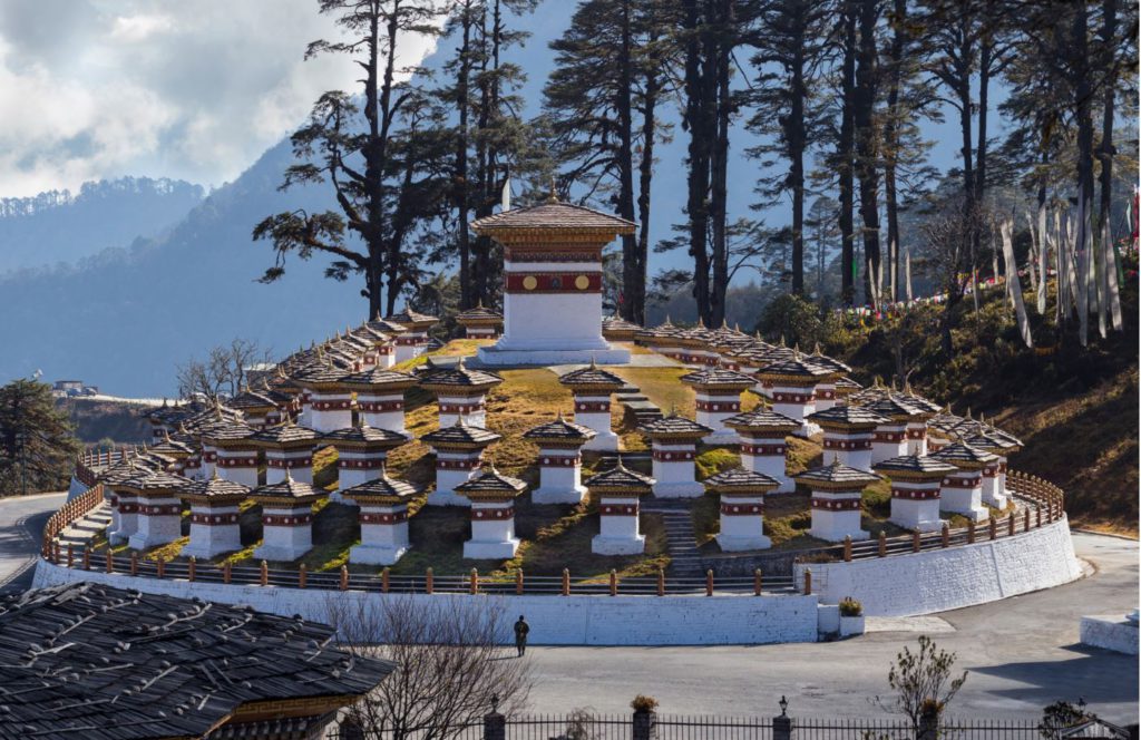 Dochula pass between Thimphu and Punakha