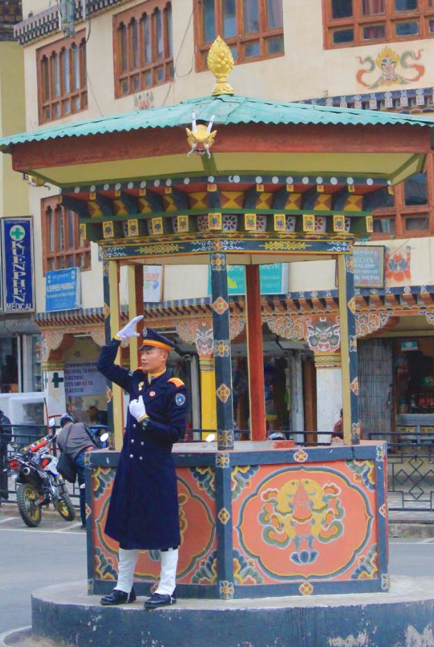 Traffic police in Thimphu, Bhutan
