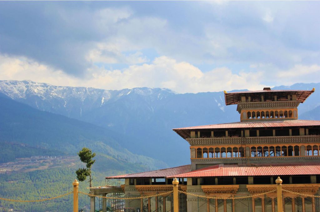 View of the snow capped mountains from Thimphu