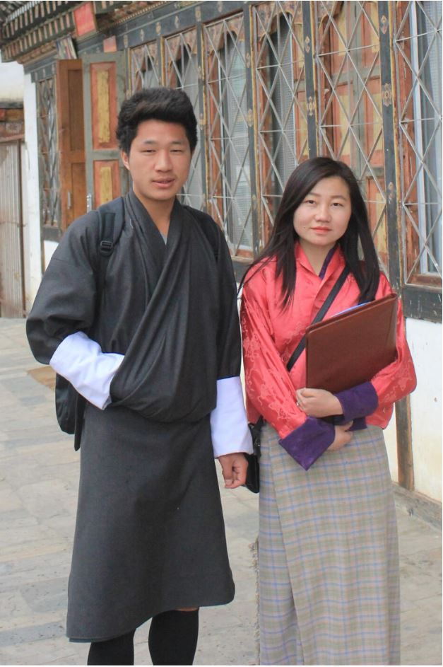 Natives of Bhutan in traditional attire
