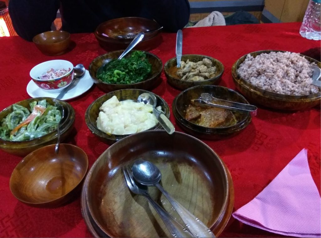 Traditional Bhutanese meal at the National Heritage Museum