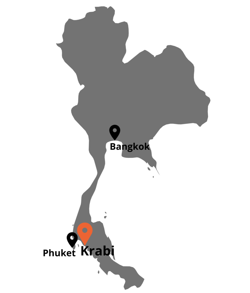 Location of Krabi in Thailand