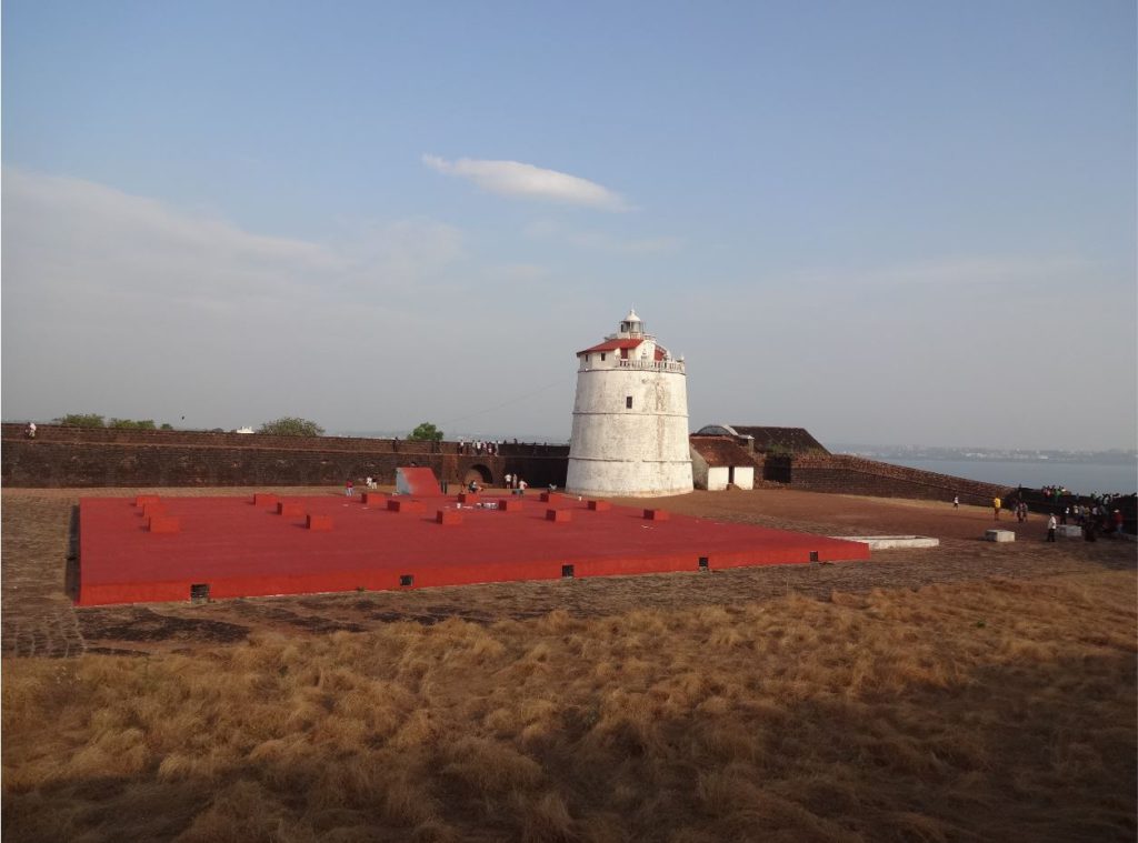 view of the lighthouse inside Aguada Fort