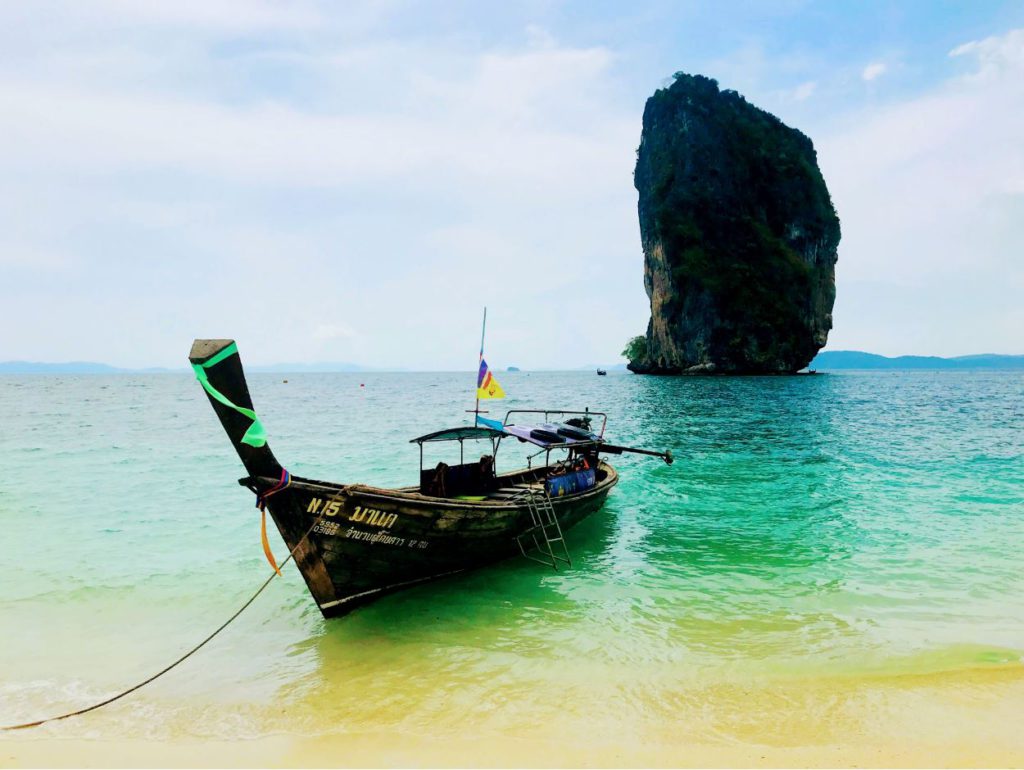 A longtail boat at the Beaches of Krabi