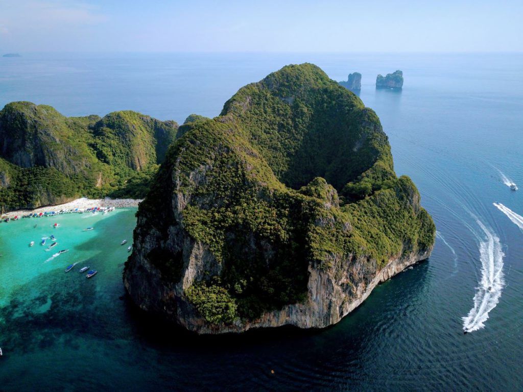 Aerial view of Maya Bay