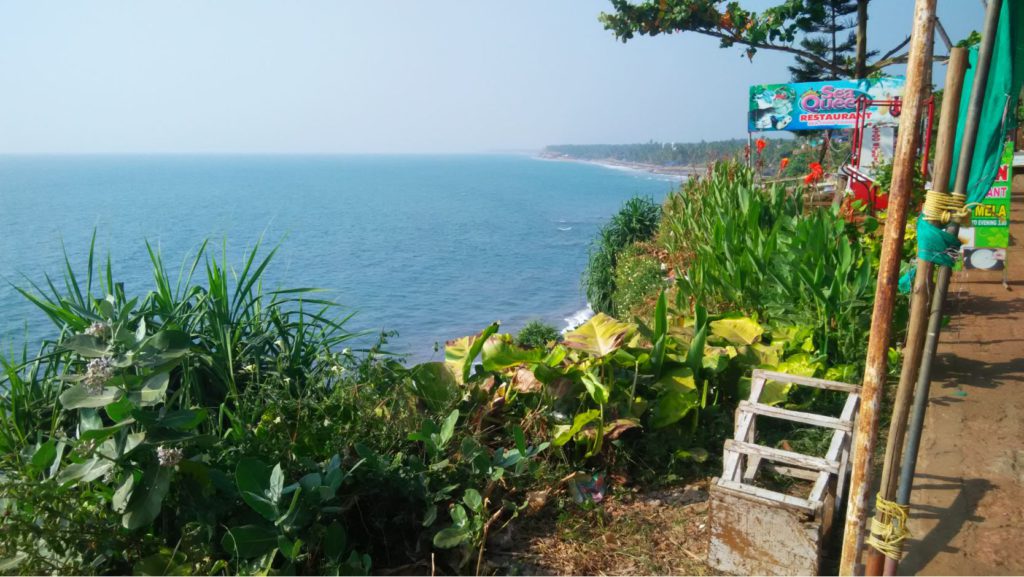 View of the sea from Varkala Cliff in Varkala, Kerela