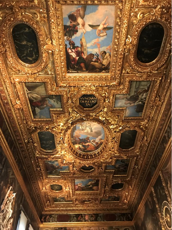 Elaborate ceiling decoration inside Doge's palace