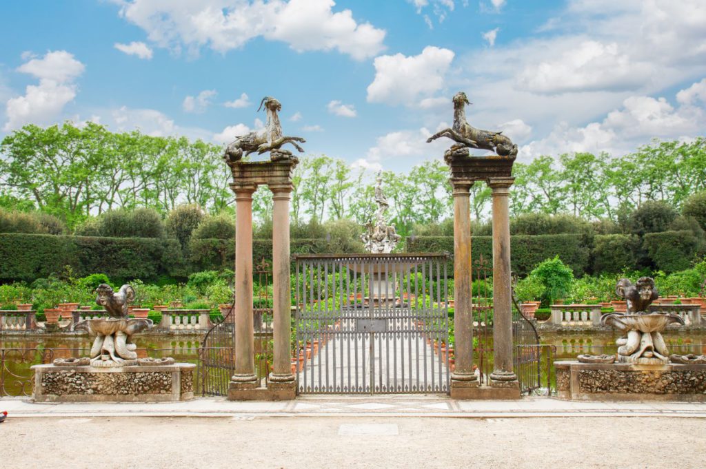 ancient fountain in Boboli gardens, Florence, Italy