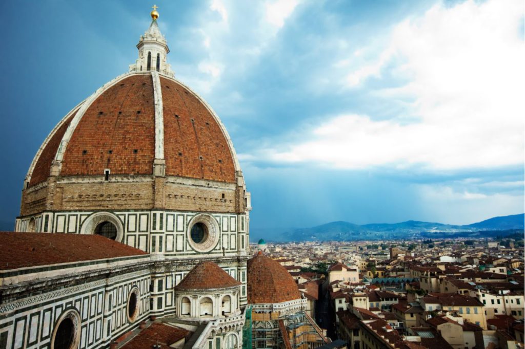 Florence Cathedral with a large orange dome, Italy