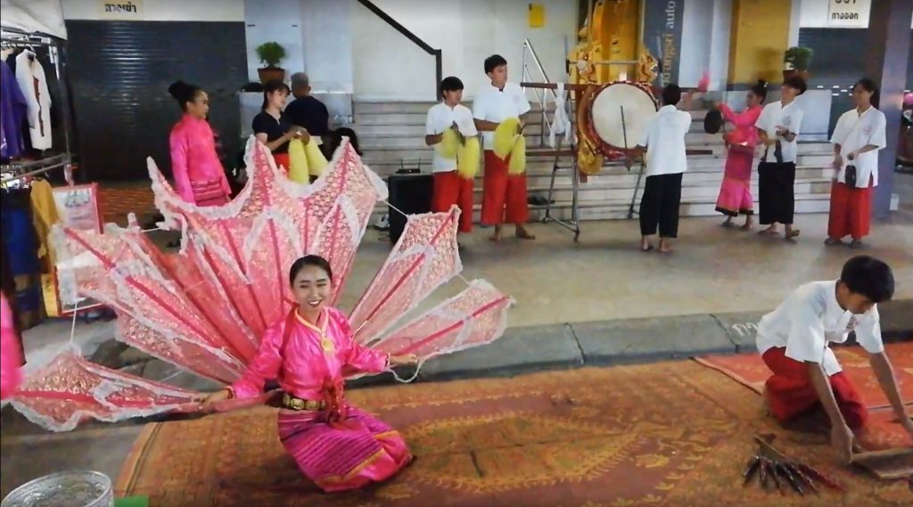 Traditional dance performed by locals at Chiang Rai walking street