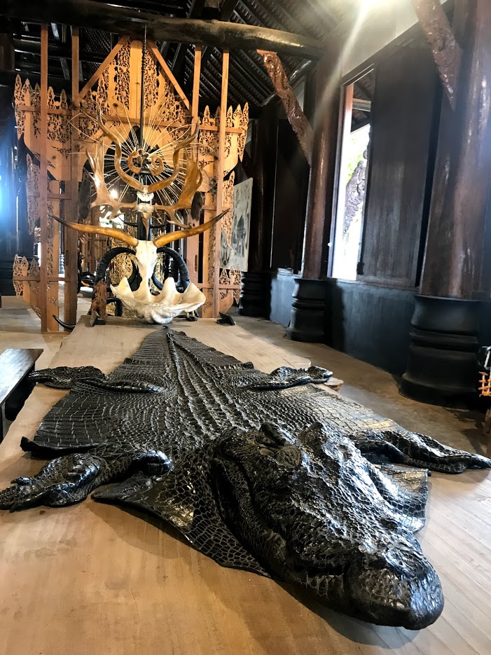 Crocodile carcass inside the main building of Baan Dam, Chiang Rai