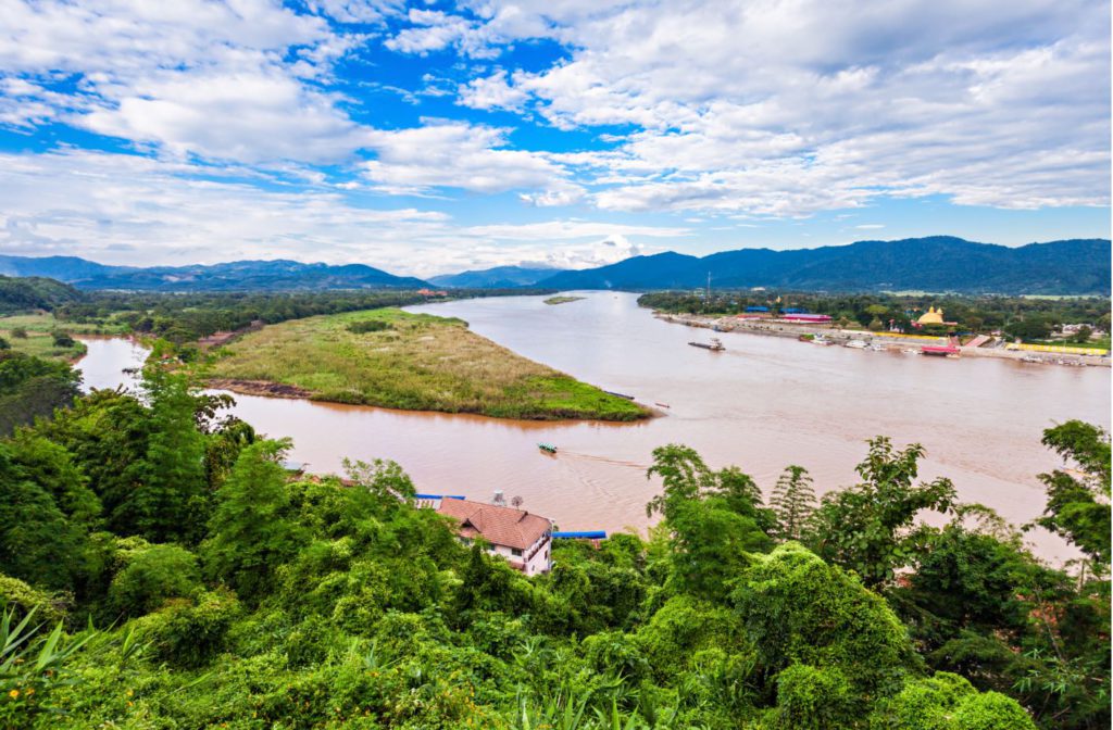 A view of the border separating Myanmar, Thailand and Laos