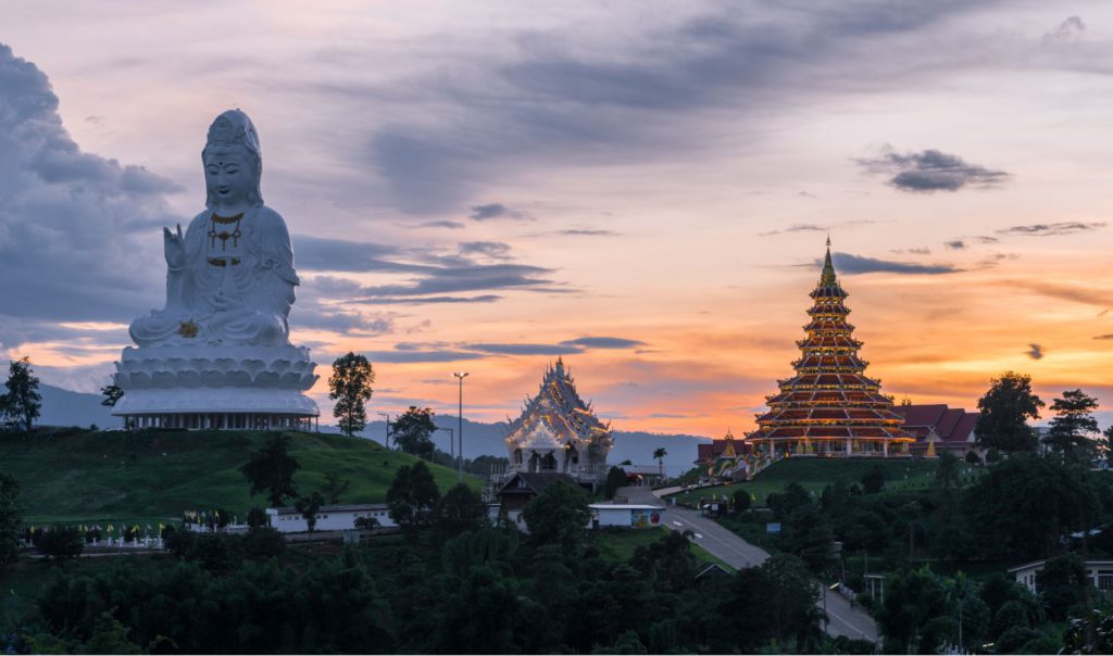 Wat Huay Pla Kang the temple in Chinese style located in Chiangrai the northern province of Thailand.