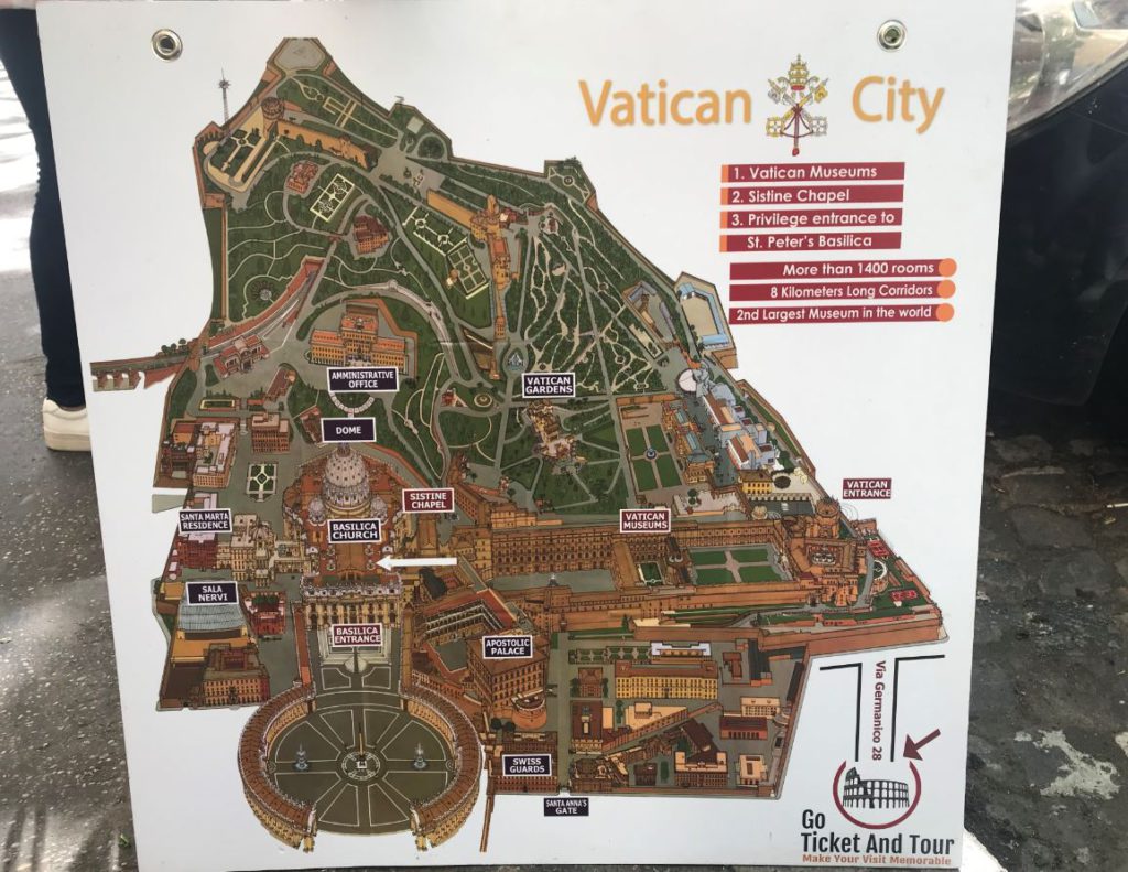 Map of Vatican city, Rome