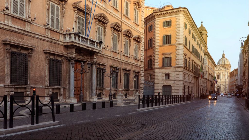 The streets of Rome at in a regular nieghbourhood early morning