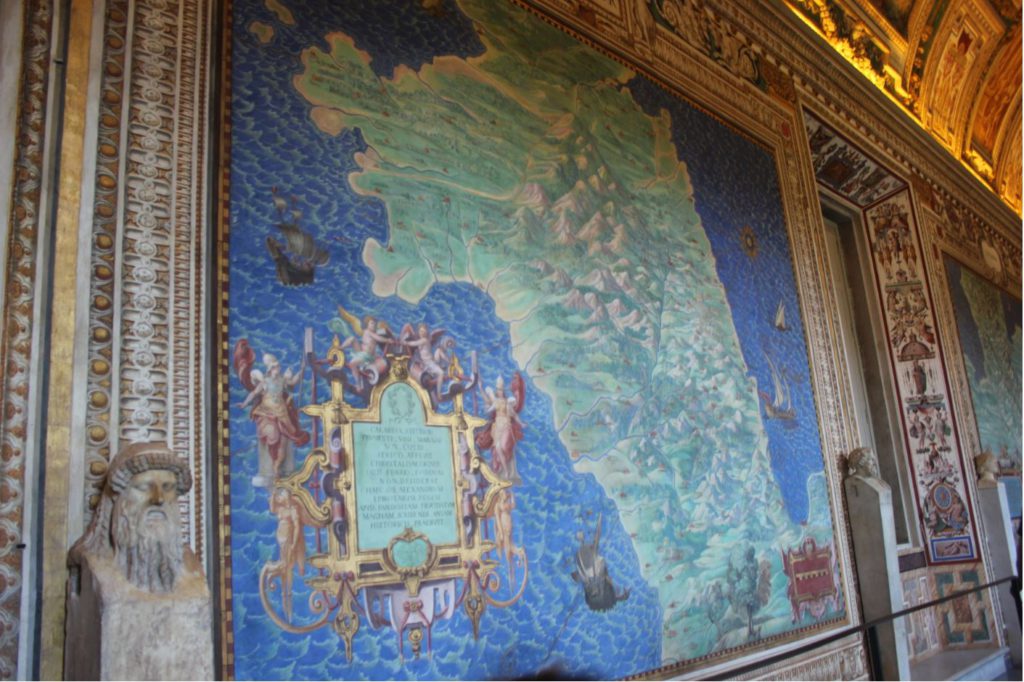 Tapestry showing maps explored by the voyagers