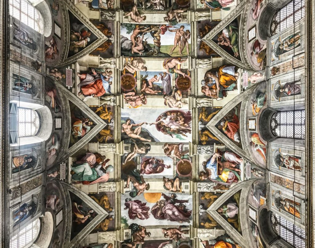 The ceiling of the Sistine Chapel in the Vatican Museum