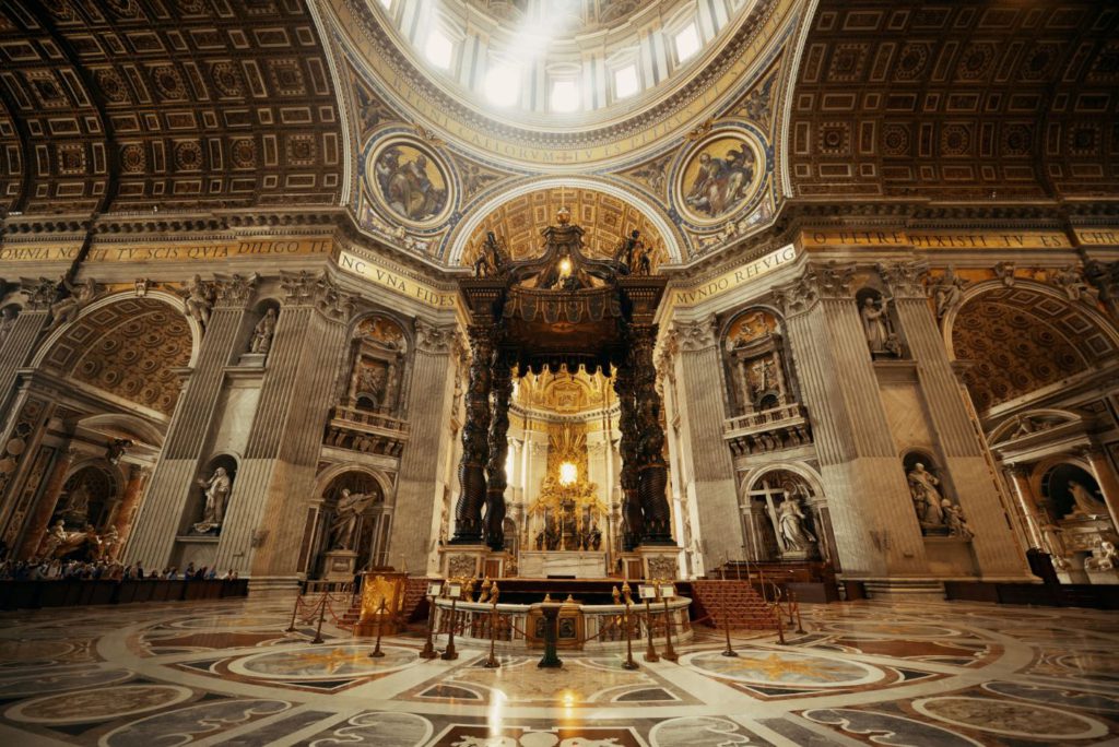 St. Peter’s Basilica interior in Vatican City.