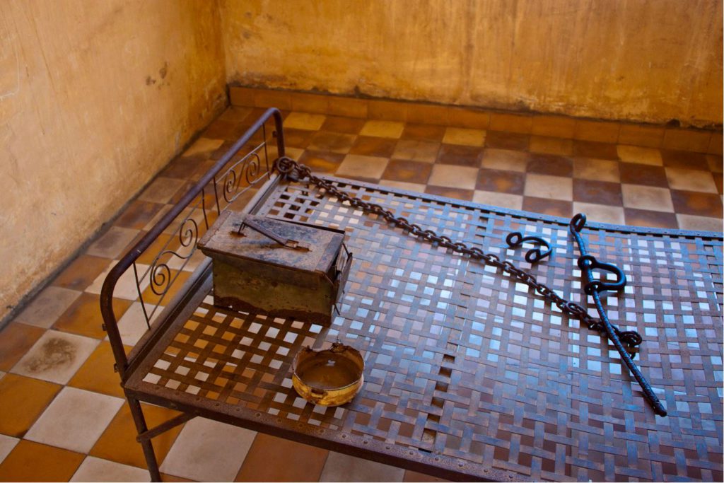 Cot where prisoners were tortured during their incarceration