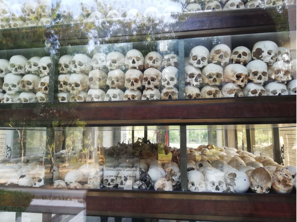 Skulls of the victims found in the Killing fields of Phnom Penh