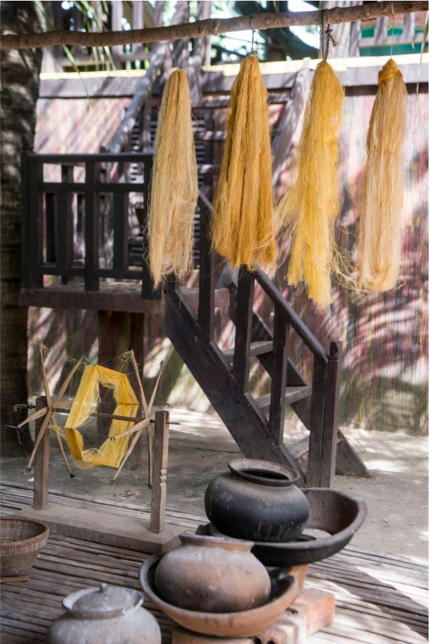 Silk Weaving equipment at Koh Dach, Phnom Penh