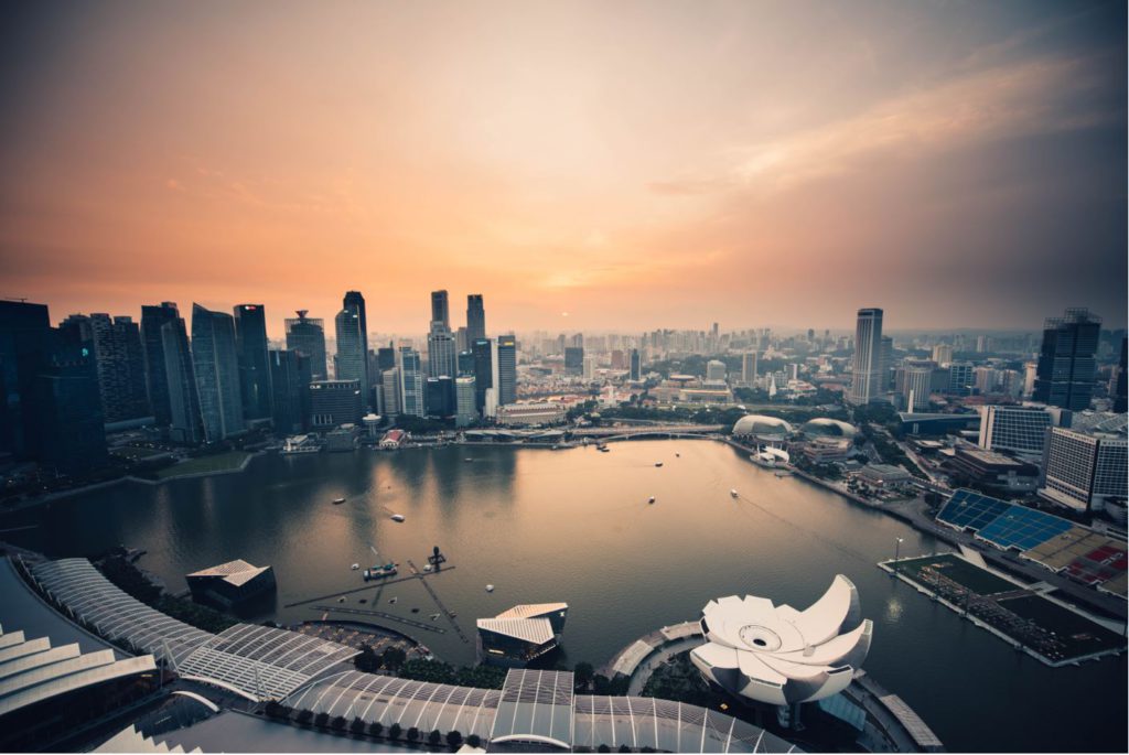 Sunset at Marina Bay area, Singapore