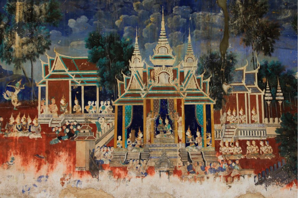 Murals outside the Silver Pagoda, Phnom Penh