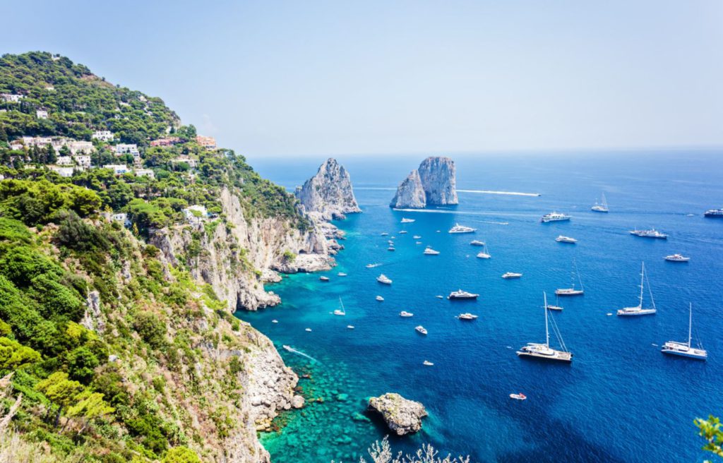 View of the sea from the island of Capri