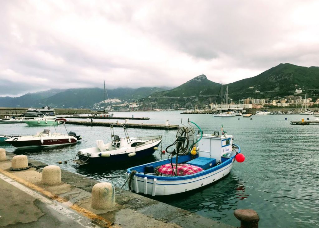 Ferries departing from the pier at Salerno