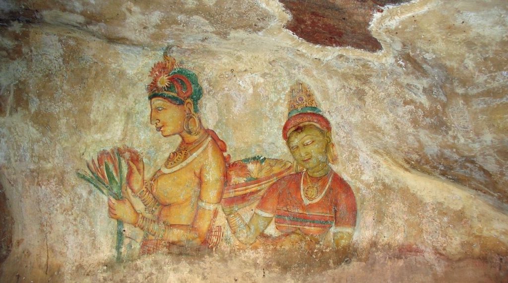 Murals inside the fort of the concubines brought by King Kasyapa I