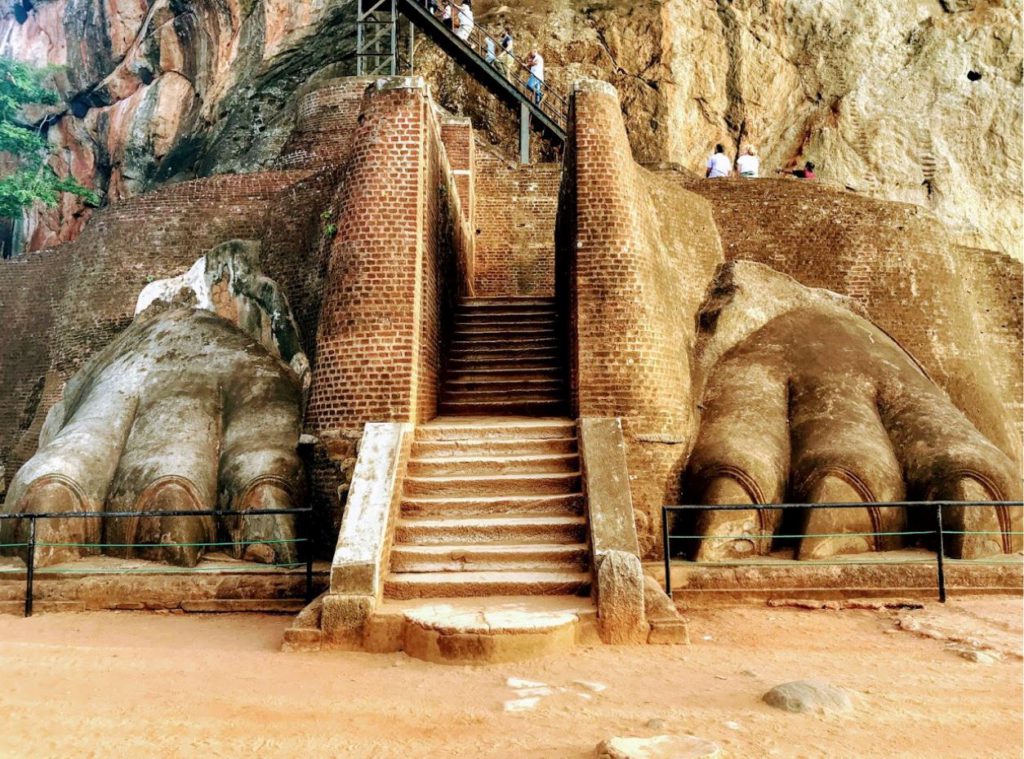 remenants of the Lion statue at the entrance of Sigiriya fort