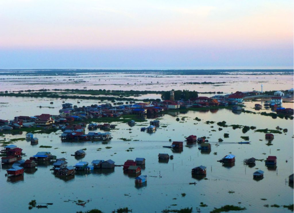 Aerial view of Chong Kneas on Tonle Sap