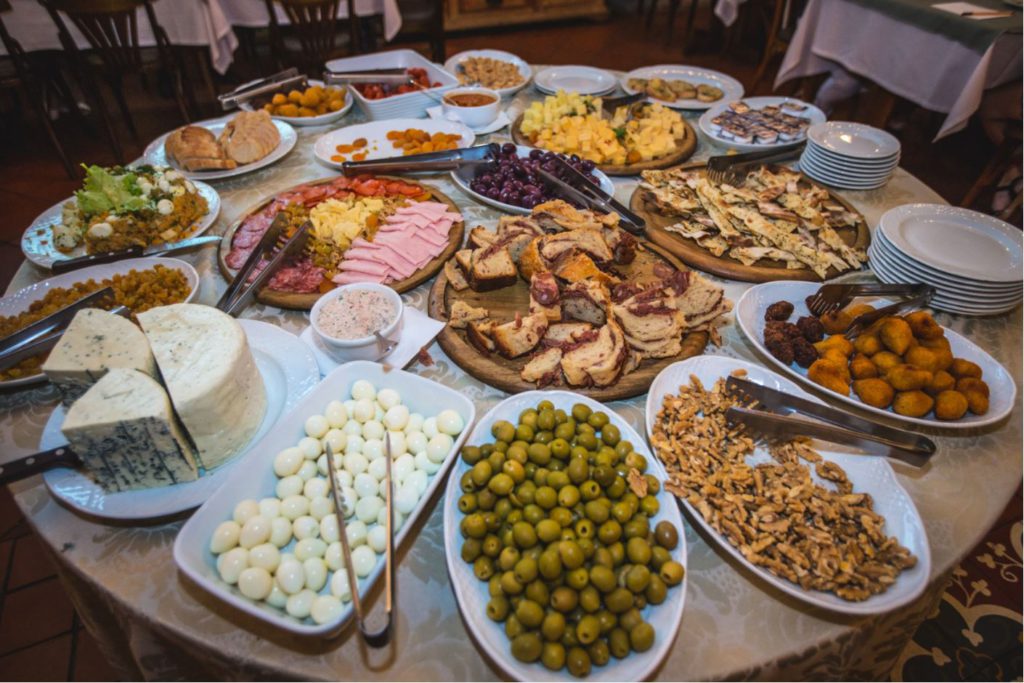 A spread of buffet during Aperitivo