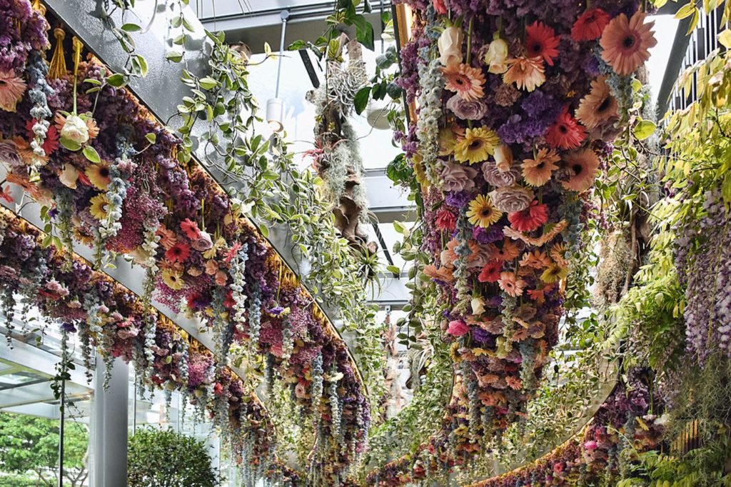 Upside down hanging gardens in Floral Fantasy