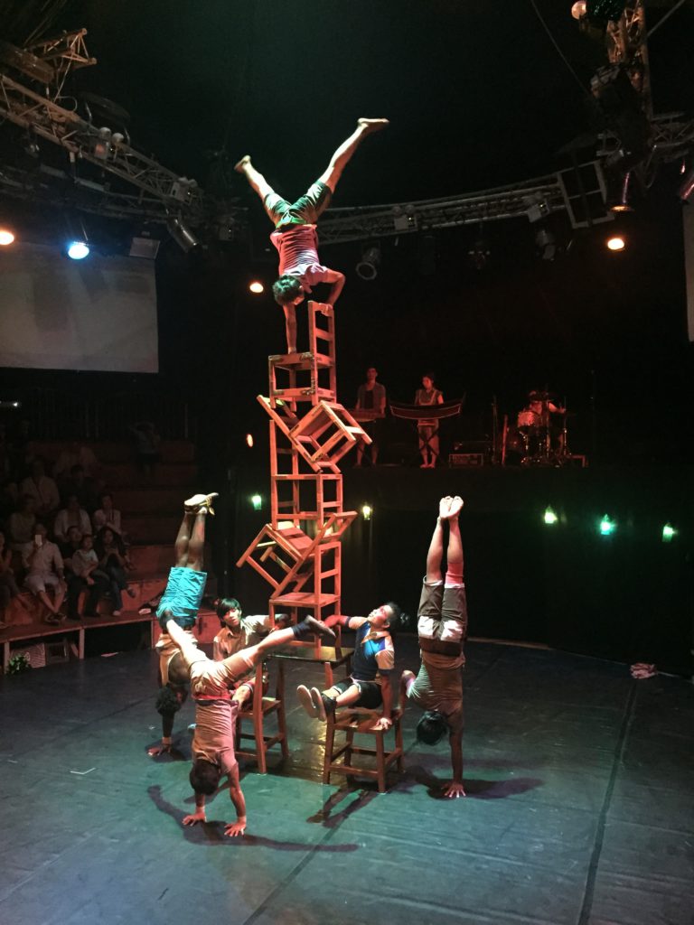 Acrobats and performers at Phare, the Cambodian Circus