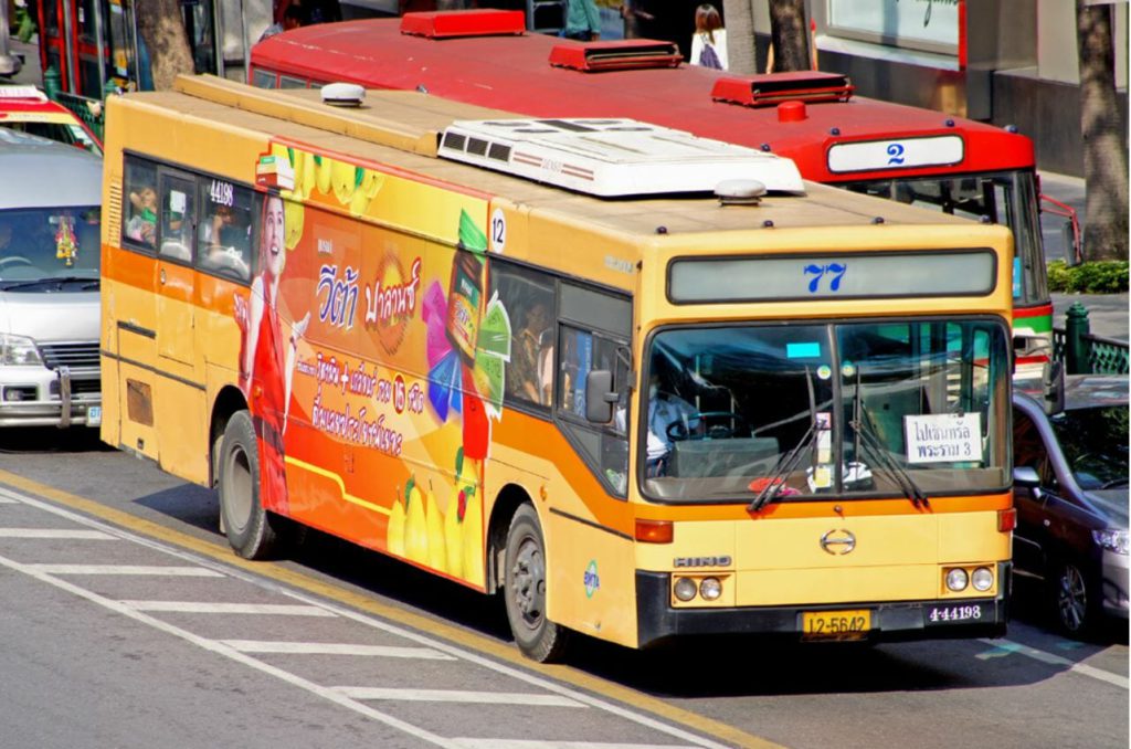 A city bus inside Bangkok city