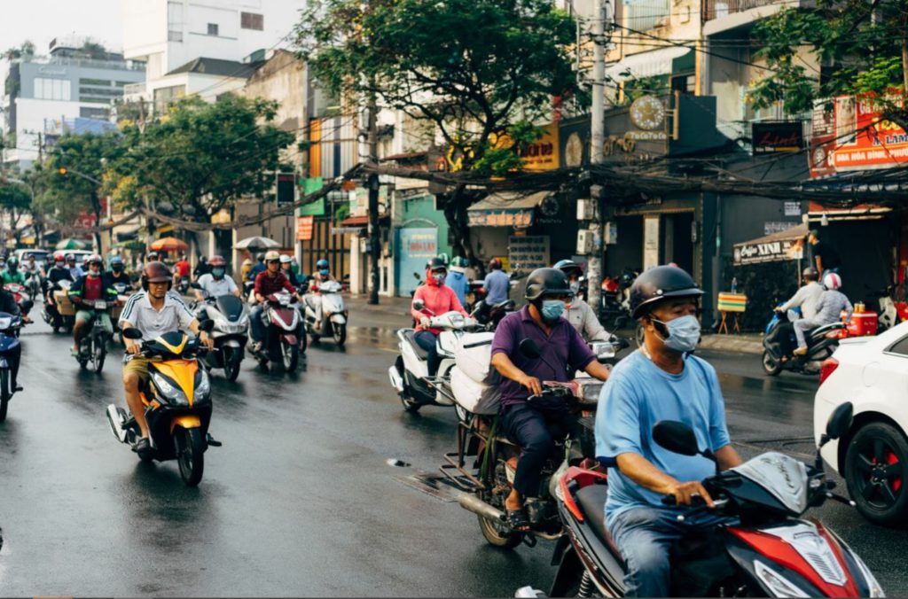 Motorcycles inside Ho Chi Minh City, Vietnam