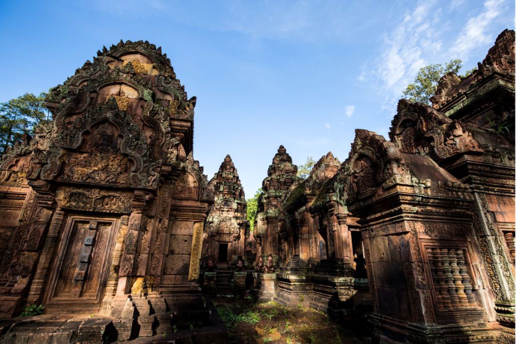 Banteay Srei, located 25 km north-east of Angkor Wat