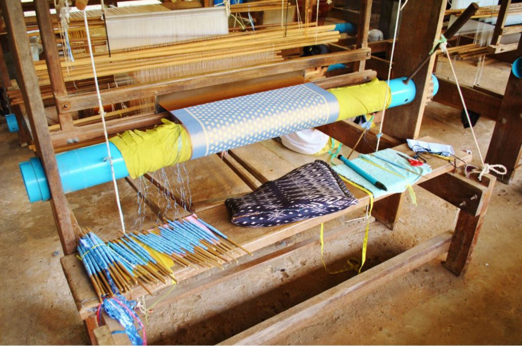Silk weaving in traditional Cambodian style