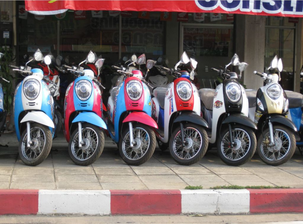 A scooter rental shop in Siem Reap
