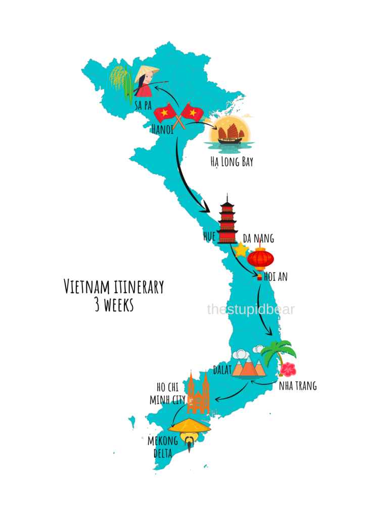 vietnam travel itinerary for 3 weeks