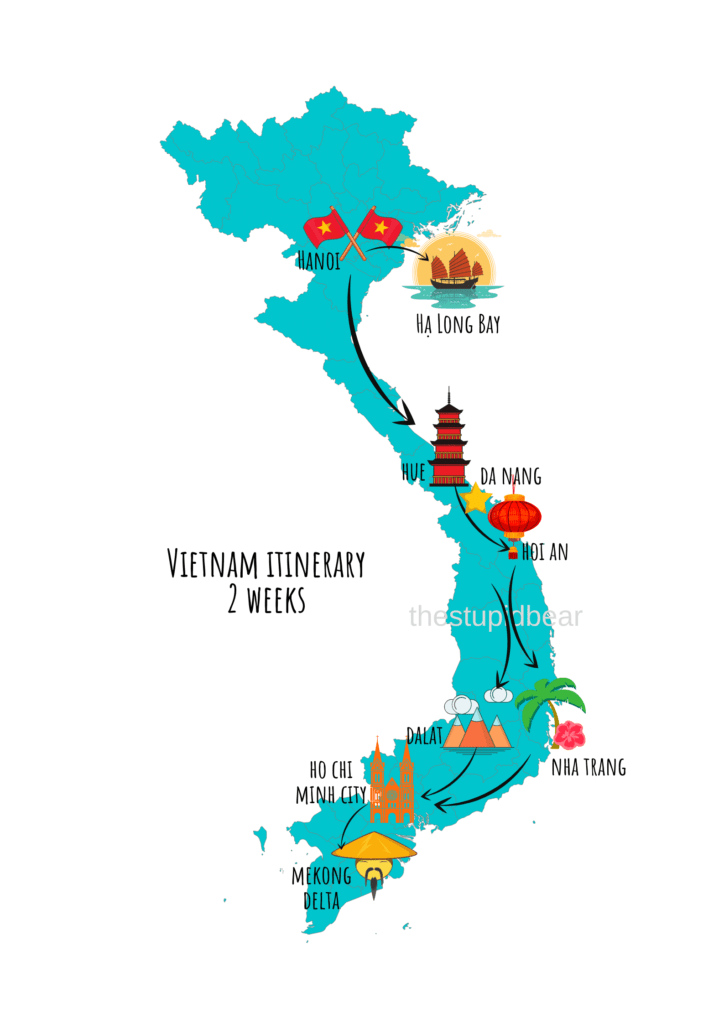 vietnam travel itinerary for 2 weeks