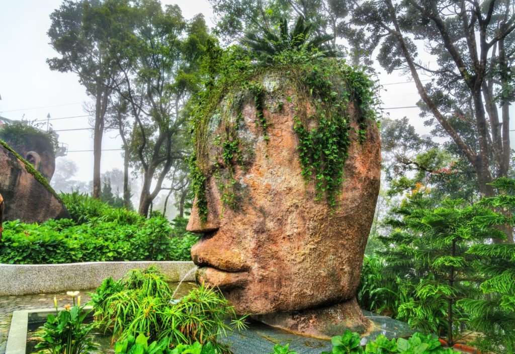 A stone and fern gardens in Ba Na Hills, vietnam