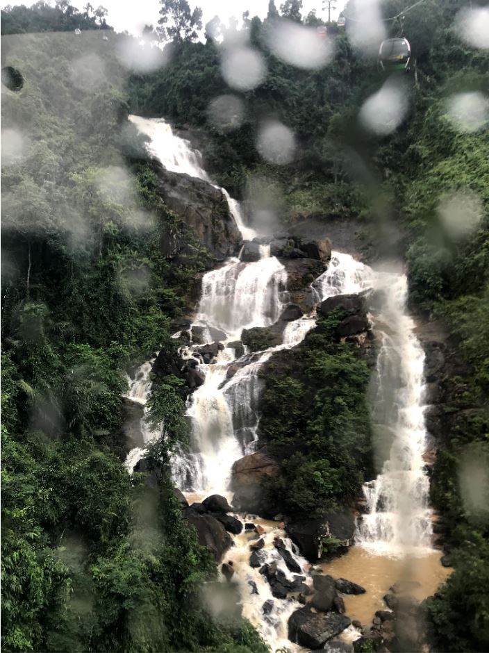 View of water fall from the Cable Car ride, Ba Na Hills