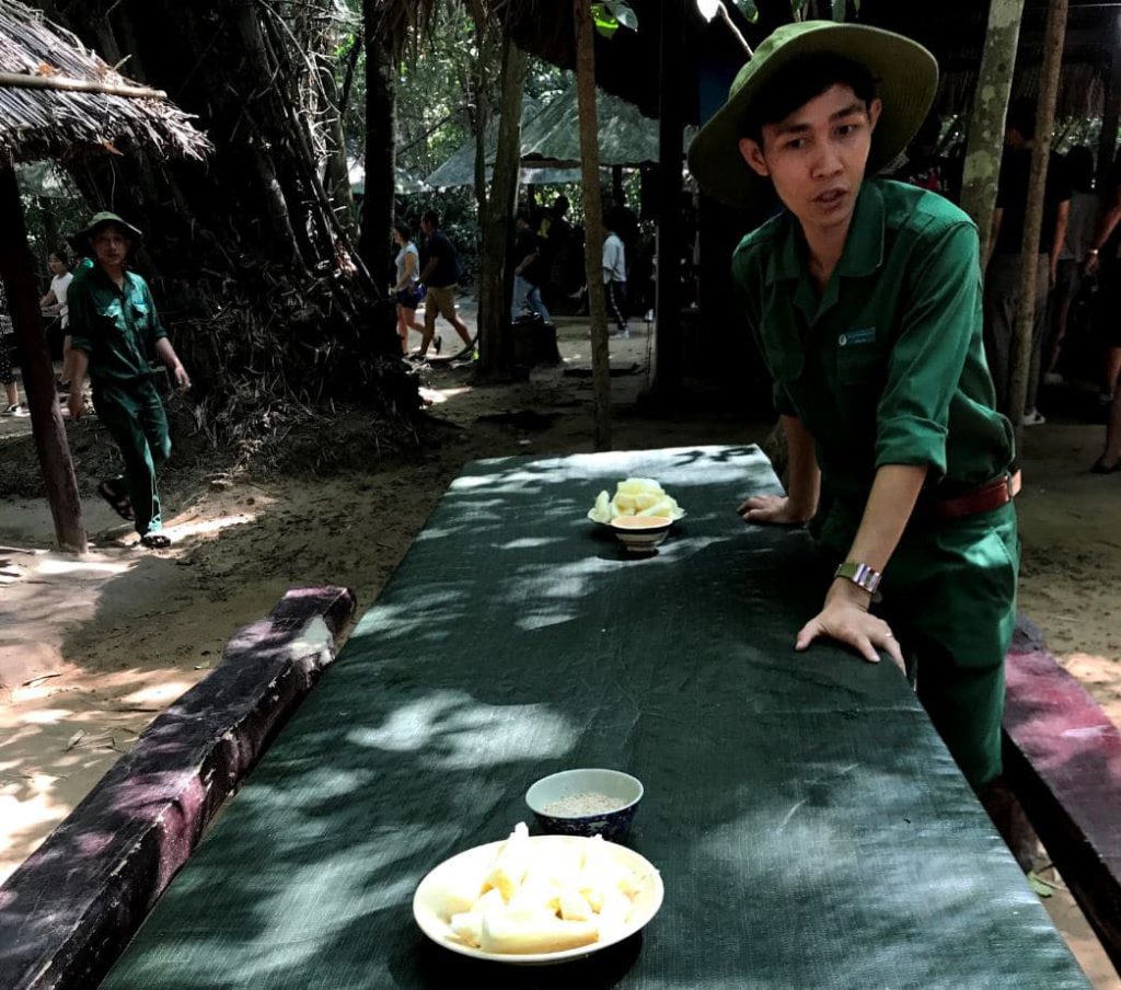 A sample of the food eaten by Vietnamese soldiers - yams, salt and tea