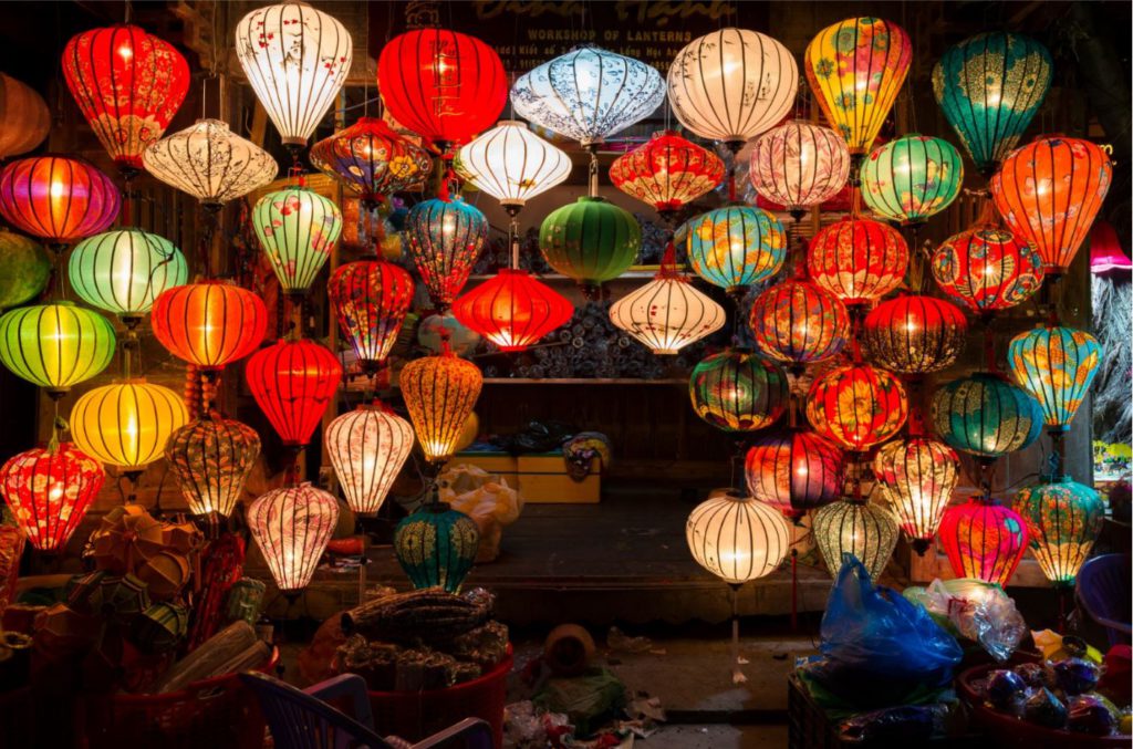 Silk colourful Chinese lanterns in Hoi An, Vietnam