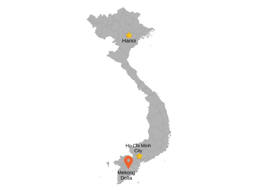 Mekong Delta location in Vietnam