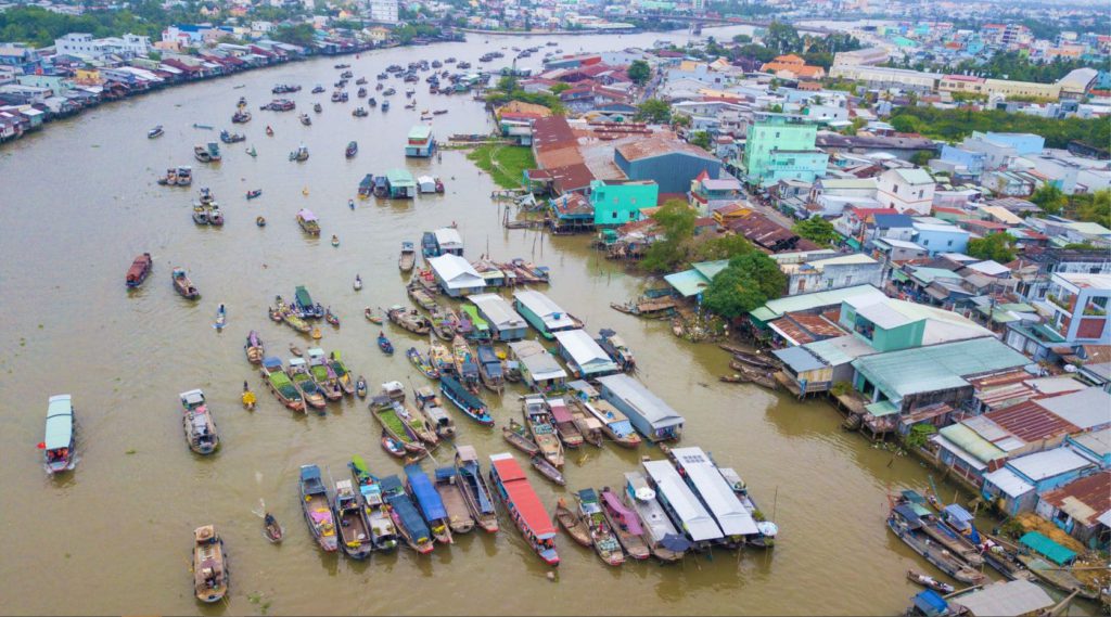 Aerial View of Cai Rang Floating Market
