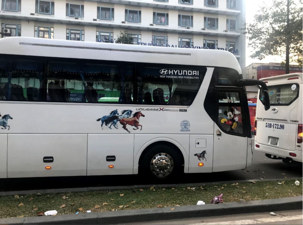 Our tour bus for the Mekong Delta day tour