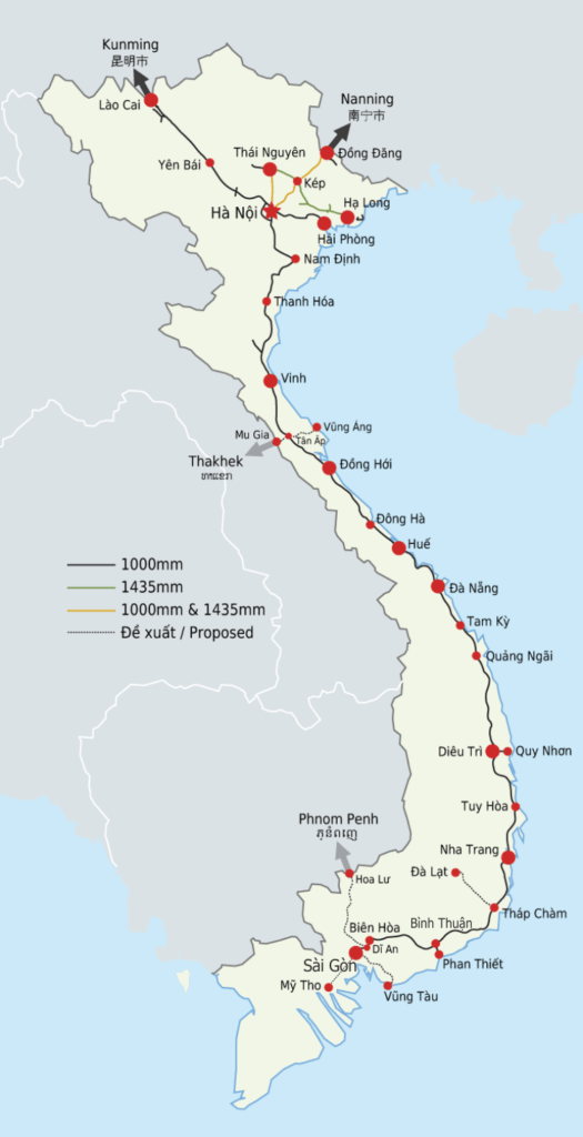 Railway routes of Vietnam